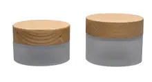 free shipping 30g/50g 10pcs / lot frosting glass cream box ,cosmetics packing jar with bamboo lid