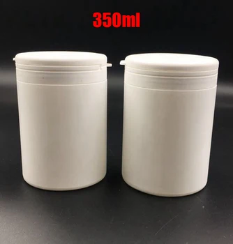 

100pcs 350ml White Color PE Plastic Bottle, Capsule Jars, Sample Storages, Sweet/Candy Containers With Tearing Caps