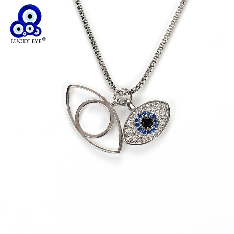 

Lucky Eye Turkish Evil Eye Necklace Rose Gold Silver Charms Necklace For Women Cubic Zircon Necklace Jewelry EY2833