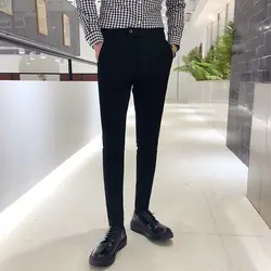 Костюм брюки Для мужчин тонкий моды Черный, серый цвет Удобные 2018 Новый темпера Для мужчин t социальных Бизнес Повседневное деловая