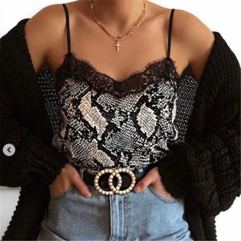 

Lace Leopard Print Shirt Sleeveless Chiffon Blouse Loose Casual Ladies Tank Tops Vest Clothes Femmel