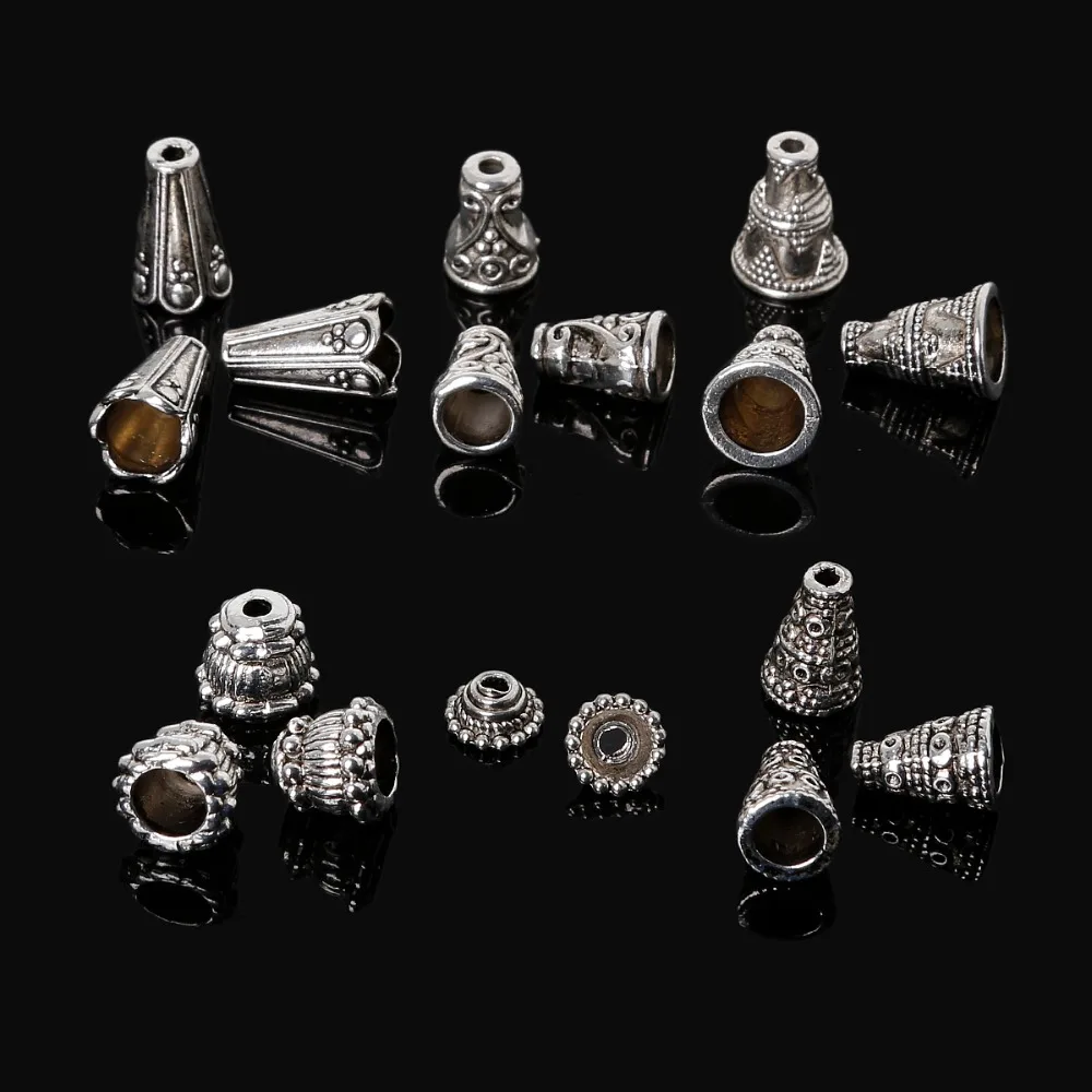 

86pcs/lot Mixed Silver Plated Bracelet Clasp Hook Horn Beads Caps Jewelry Making Accessories DIY Beads