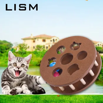 

Cat Toys Wooden Funny Cat Pet Toy Intelligence Triple Play Discs Cat Toy Balls Rotating Playing Interactive Ball Toys Supplies