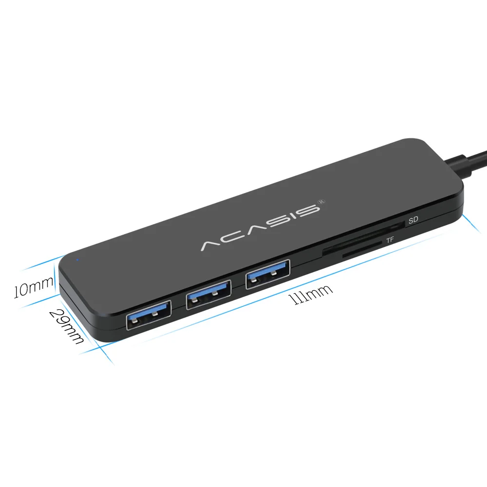 Acasis тонкий высокая Скорость USB 2,0 3,0 концентратор Card reader внешний 4 Порты и разъёмы Usb разветвитель с ноутбук 4 Порты Адаптер hub карты Рид