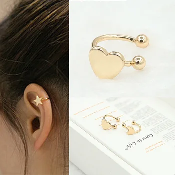 

1PC Fashion Small Gold Silver Copper Moon Clover Star Heart Triangle No Pierced Earclips Earrings for Women Brincos Bijoux R016