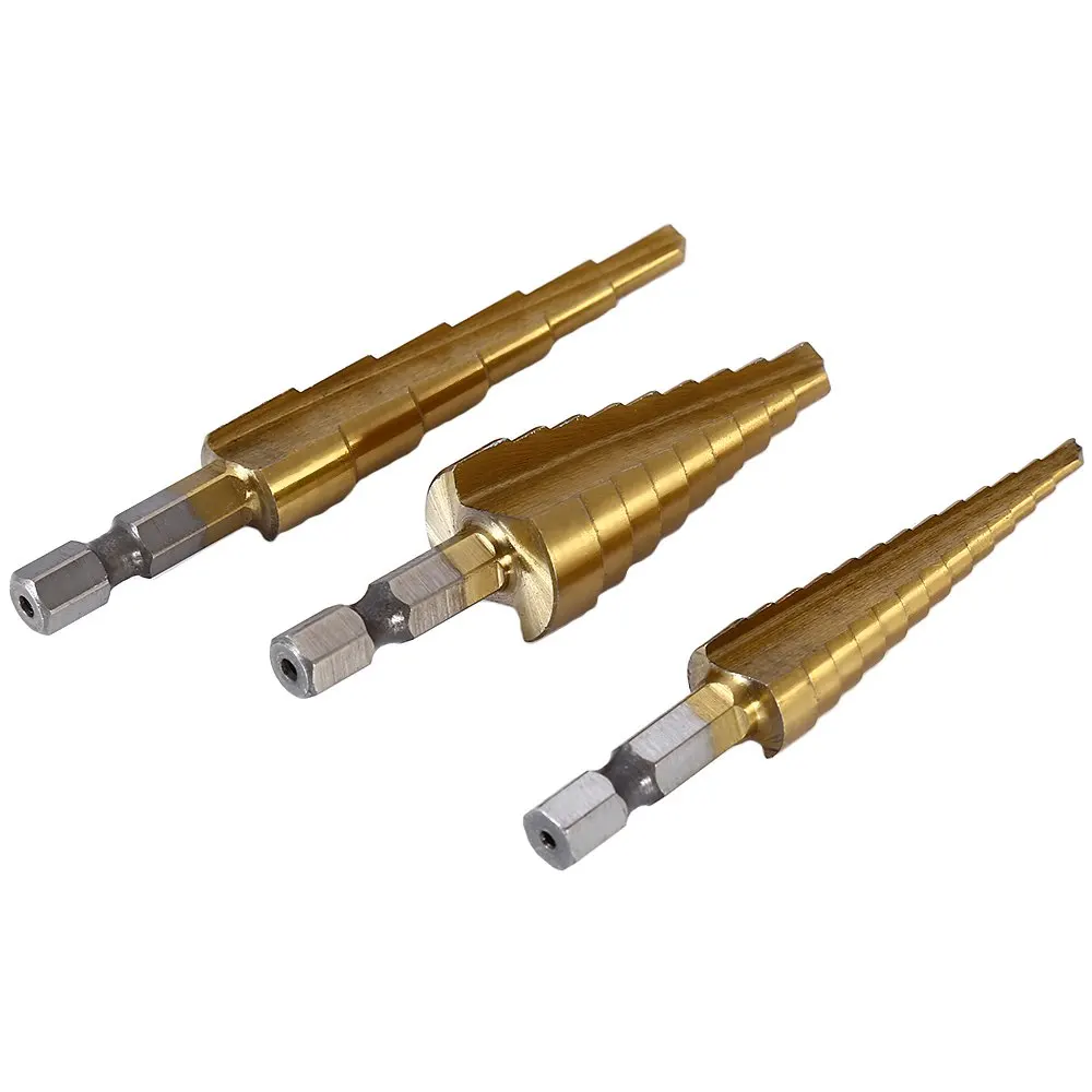 3pcs High Precision HSS 6541 Hex Shank Step hss Cone Drill Bit Set