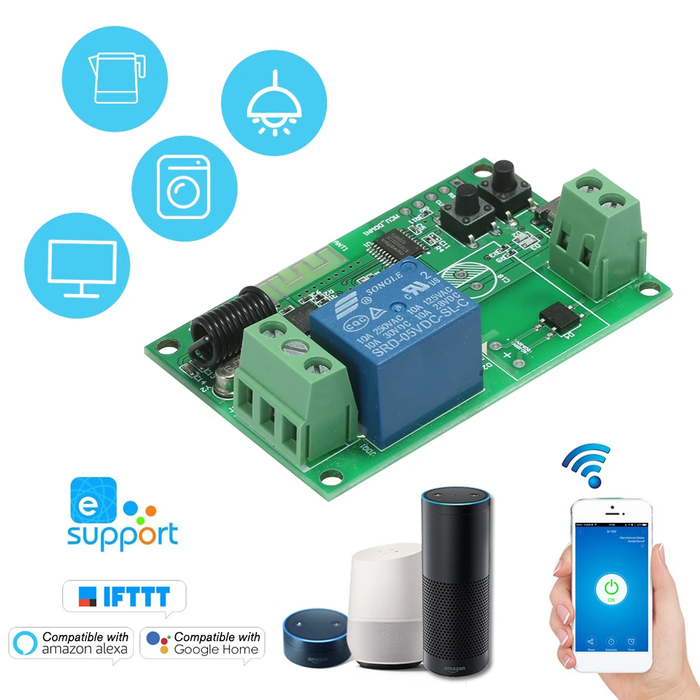 EWeLink 5В/12В/220 переключатель Wi Fi RF 433 МГц Беспроводной релейный модуль