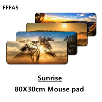 

FFFAS 80X30cm Nature sunrise mouse pad large Notebook computer PC Keyboard and MousePad Laser printing High efficiency antiskid