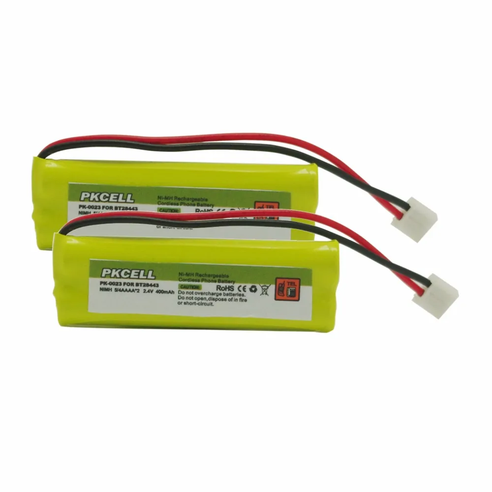 2pcs PKCELL 2.4V 400mAh Cordless Telephone Ni MH Home Phone Battery For