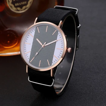 

Luxury Men Fashion Quartz Watch Multicolor Stripe Fabric Canvas Sports Watch Male Casual Waterproof Wristwatches