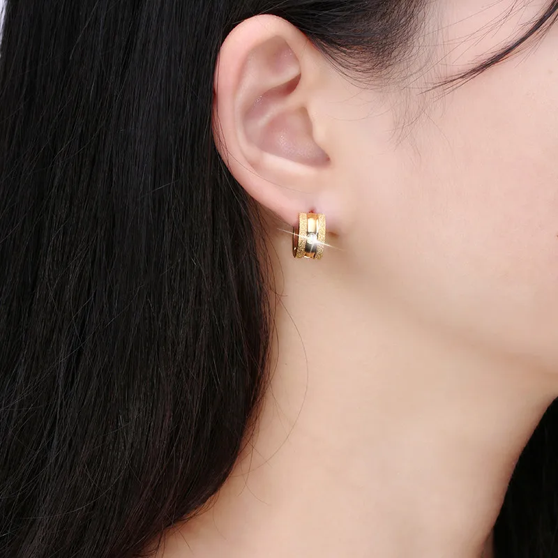 New Classic Brand Jewelry Silver/&Gold Color 316L Stainless Steel Zircon Crystal Stud Earrings For Women 60809