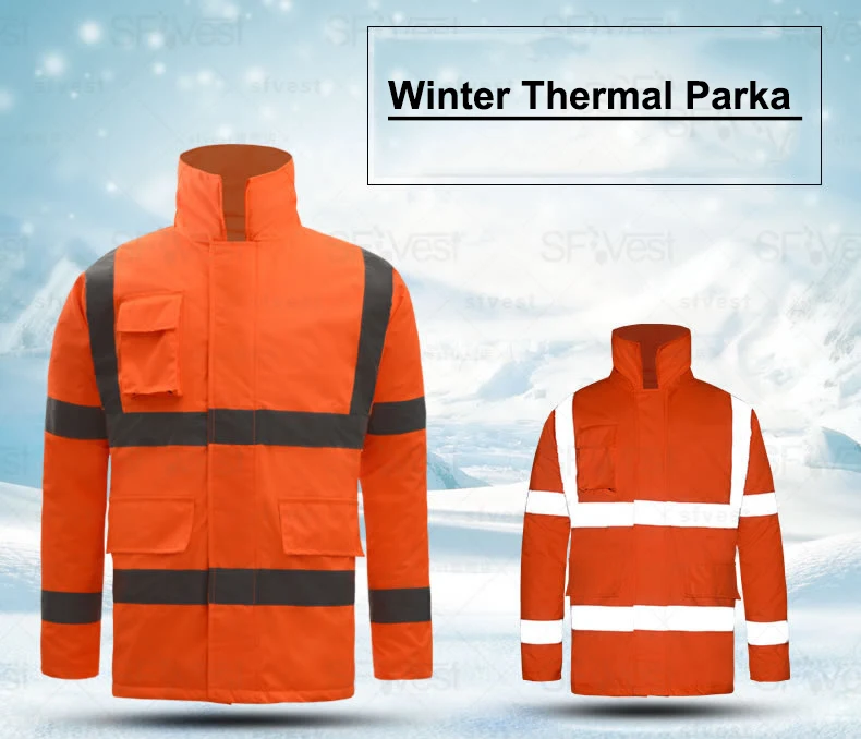 ANSI/море 107 Для мужчин водонепроницаемые ветровка спецодежда зимняя дождь куртка безопасности светоотражающие куртка-парка безопасности