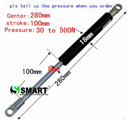 

free shipping 280mm central distance,100mm stroke, 30 to 500N force pneumatic Auto Gas Spring, Shock absorber