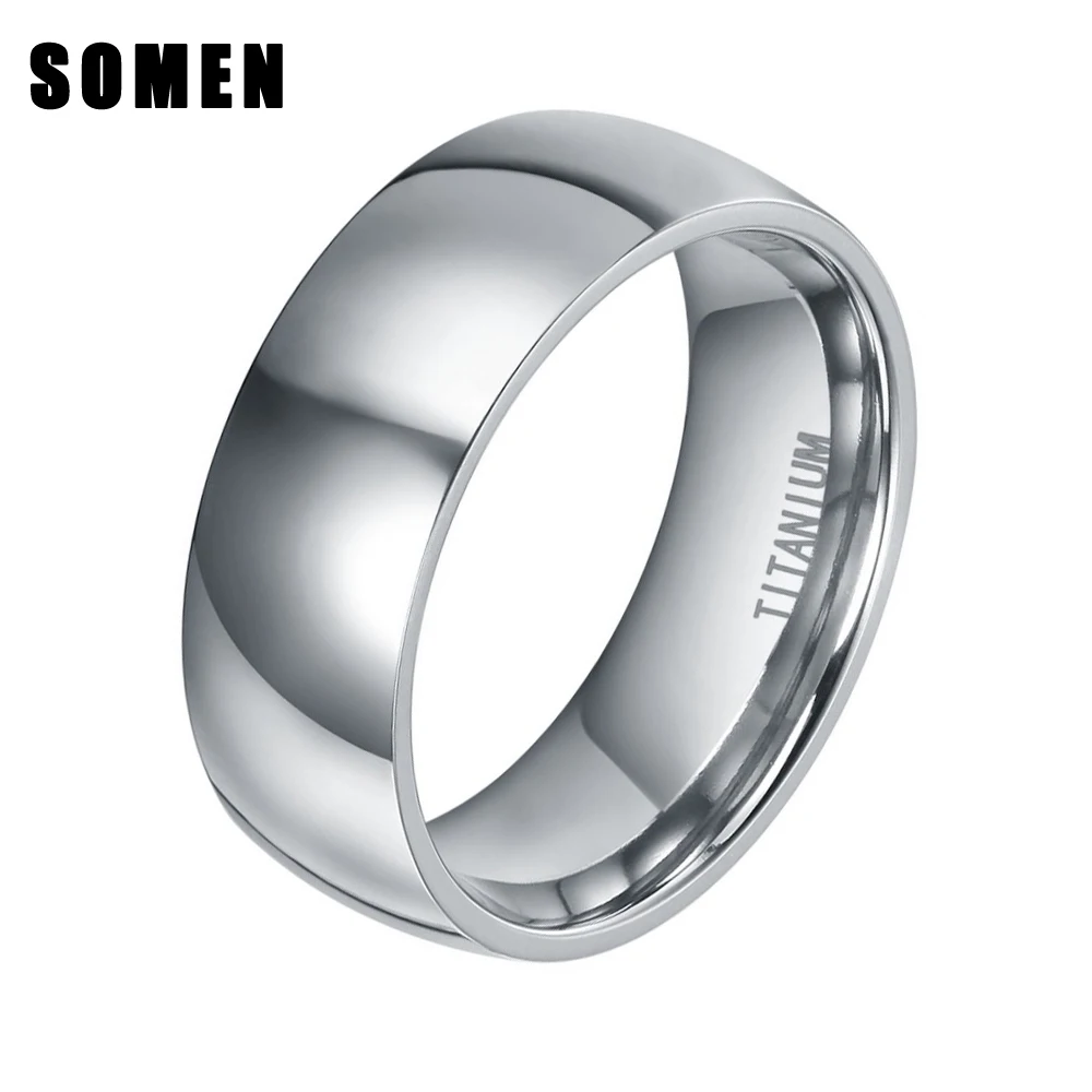 8 мм купольное дизайнерское мужское классическое серебряное титановое кольцо полированное Обручальное кольцо Модные мужские ювелирные изделия удобная посадка anel masculino