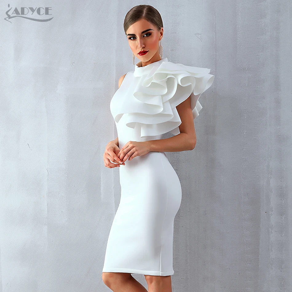 Adyce 2019 New Summer Women Celebrity Runway Party Dress Vestido Sexy White Red Sleeveless Ruffles Bodycon Midi Night Club Dress Adyce 2019 New Summer Women Celebrity Runway Party Dress Vestido Sexy White Red Sleeveless Ruffles Bodycon Midi Night Club Dress