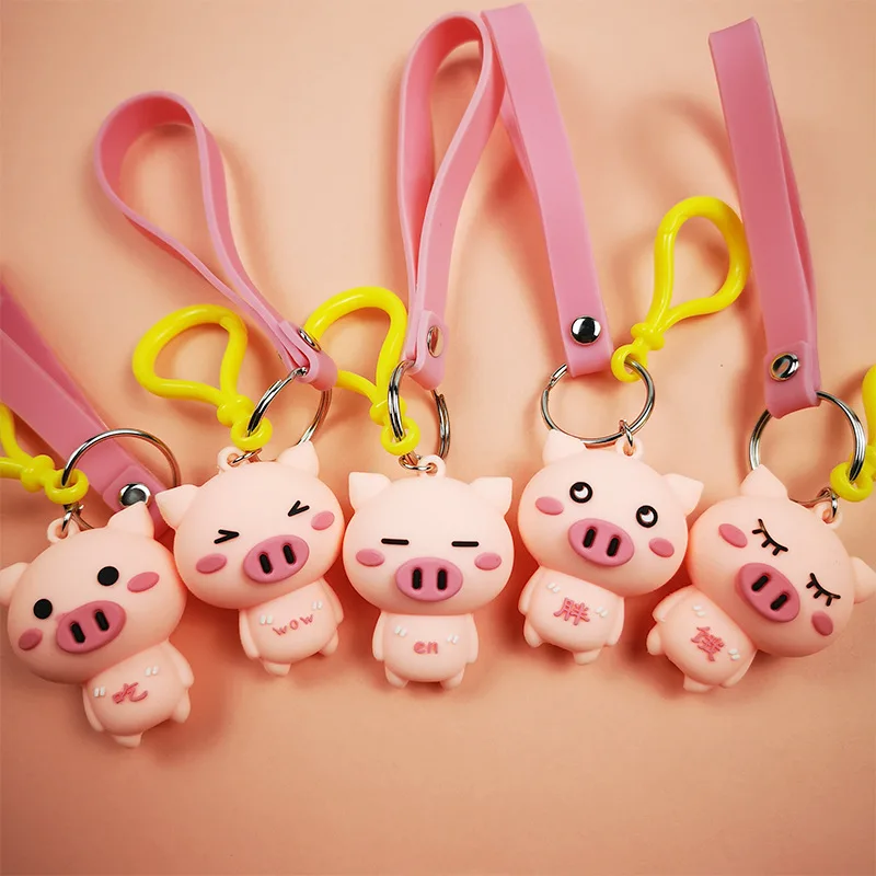 

2019 Cartoon Anime Cute Soft Pvc Animal Pink Pig Doll Keychains Women Car Bag Pendant Belt Trinkets Key Chains Porte Clef Gift