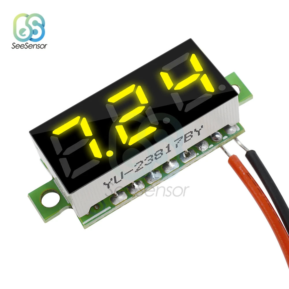 

0.28 Inch 2.5V-30V Mini Digital Voltmeter Voltage Tester Meter 2 Wire Yellow LED Screen Electronic Parts Accessories