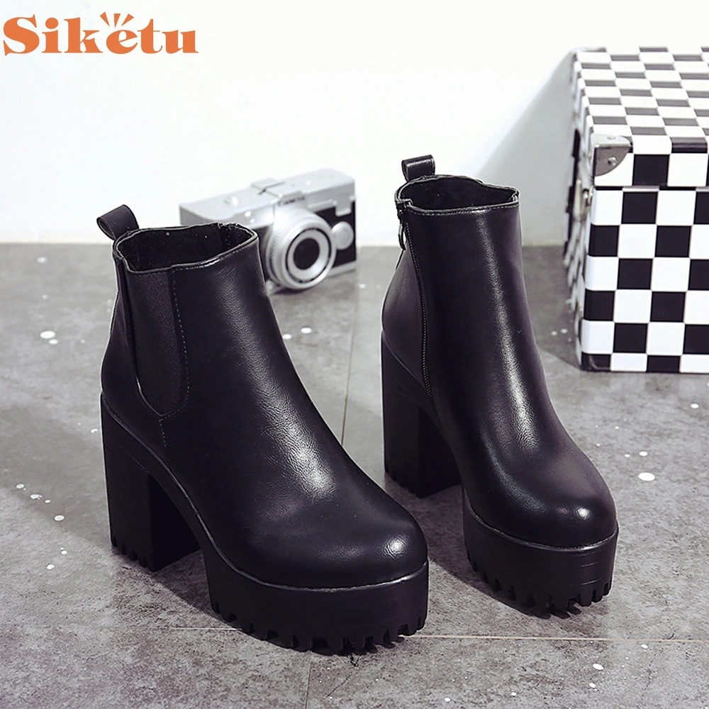Women Boots Square Heel Platforms Leather Thigh High Pump Boots Shoes LFY111