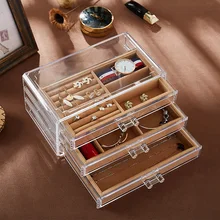 Jewelry Box Acrylic transparent earrings earrings ring dust jewelry storage box jewelry display stand