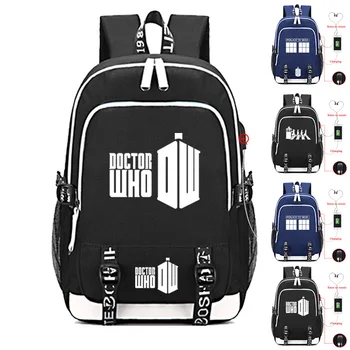 

Fashion Doctor Who Printed Women Men Backpack Canvas Casual USB Charger Students School Bag Outdoor Rucksack