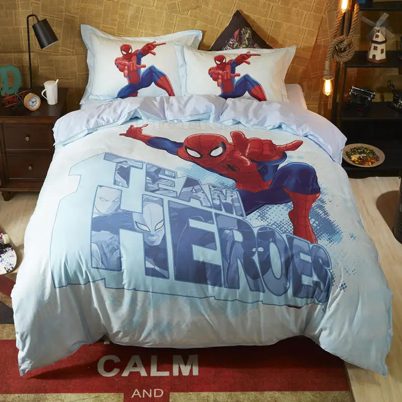 Disney Капитан Америка пододеяльник набор королева Размер Твин Полный Постельное белье Мстители утешитель постельных принадлежностей декор для комнаты мальчика лист - Цвет: Spiderman linens