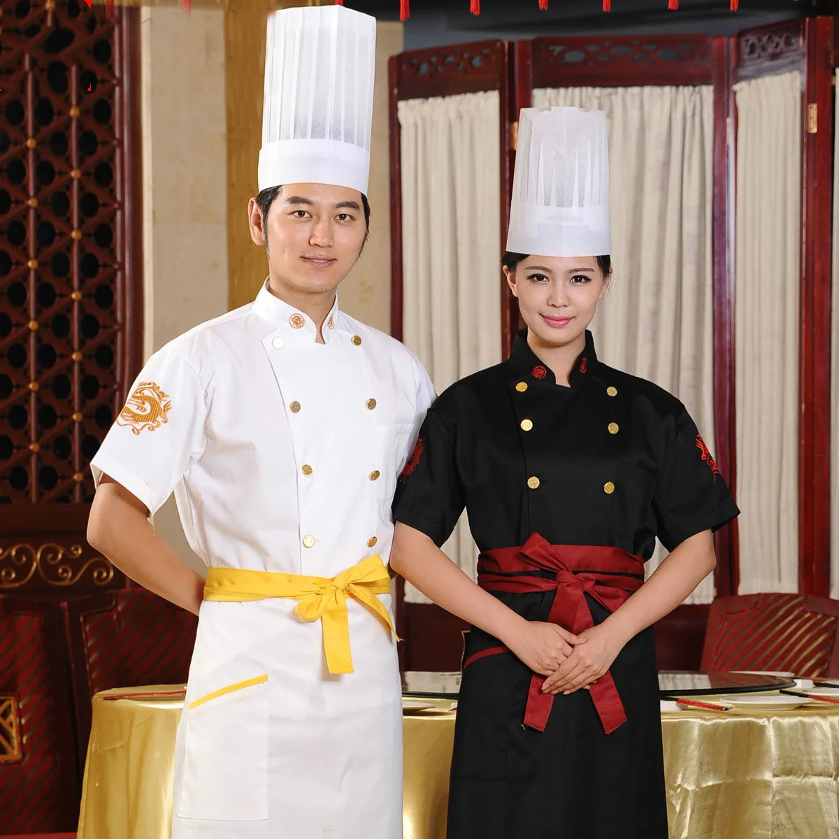 Food Service Chef Jacket Chinese Style Dragon Chef Clothing Hotel