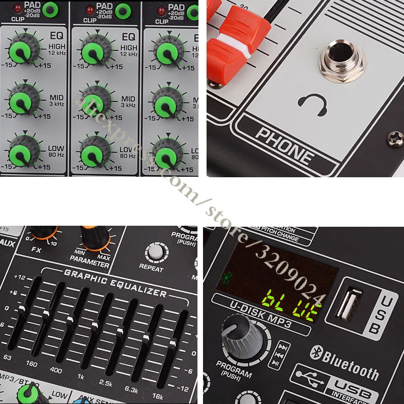 8 Channel Power Amplifier Mixer Bluetooth with