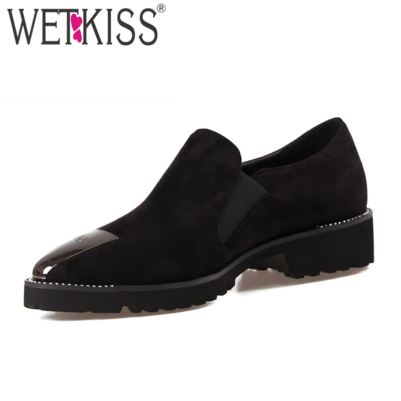 

WETKISS Cool Rivet Metal Decoration Pumps New Arrival Superstar Shoes Woman 2017 Slip On Ladies Footwear Square Heel Platfrom