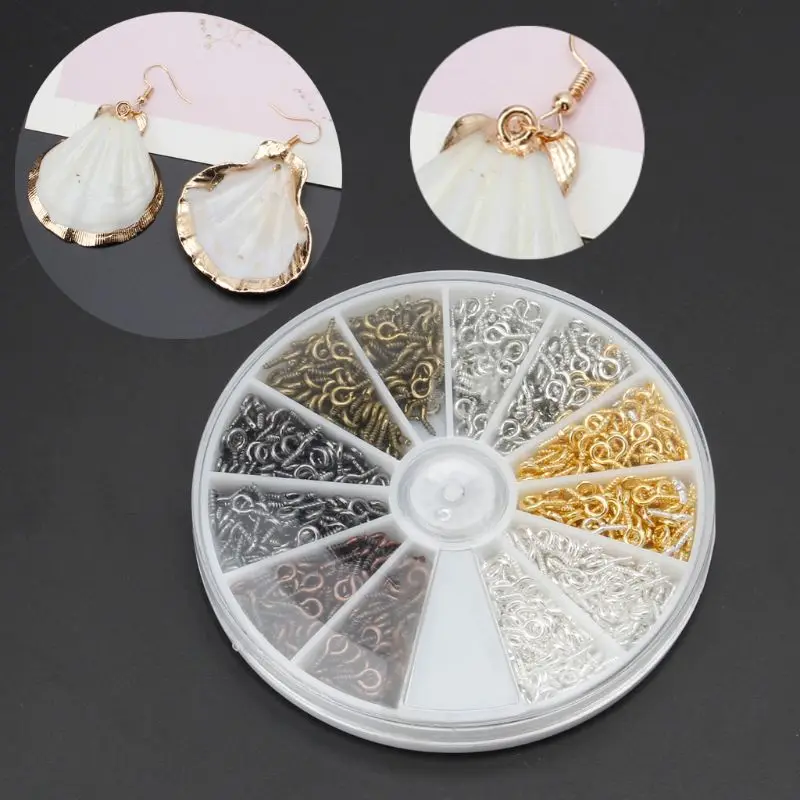 

600Pcs Screw Eye Pins Eyelets Screw Threaded Hooks for Jewelry Making 6 Colors