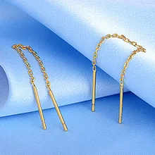 Новинка, 1 пара, титановая сталь, розовое золото, цветные Серьги-цепочки, кисточка, Ушная линия, ювелирное изделие, женские модные серьги