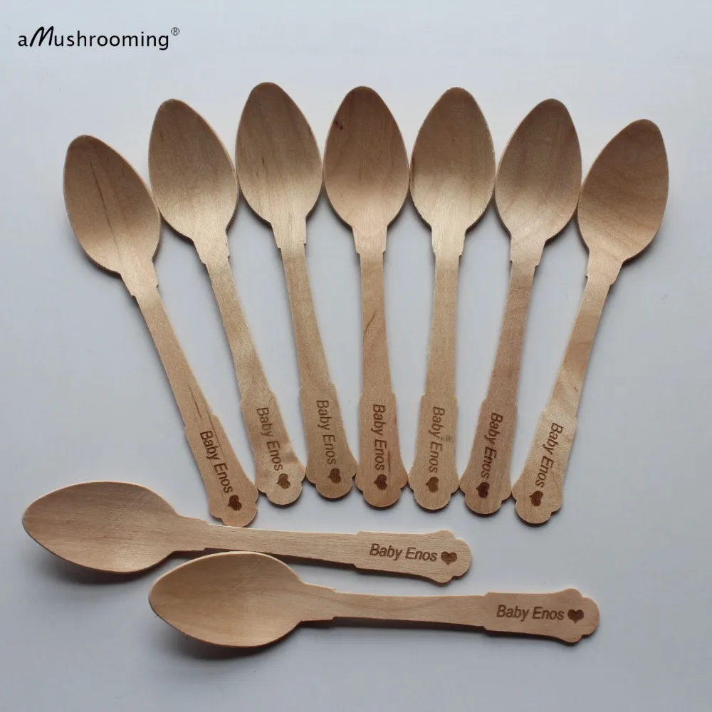 x100 Personalized Party Wooden Coffee Spoons Vintage Mini Spoonsin