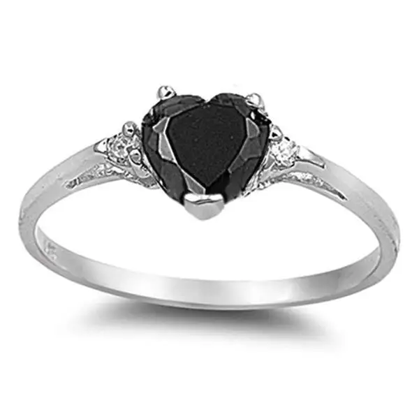 Кольцо для настроения Huitan с милым дизайном в виде сердца, блестящее CZ Кольцо с серебряным покрытием, лучший подарок на Рождество и год, кольца для женщин - Цвет основного камня: Black - Uneasy