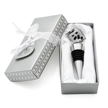 

Crystal dice Wine Bottle Stopper in gift box wedding party bridal shower favor guest gift present men