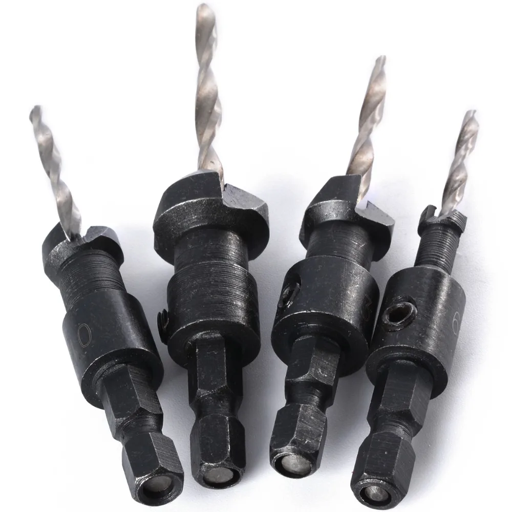 5pcs Woodworkers Countersink Drill Bit Set W/ Quick Change 1/4 Hex Shaft Tapered Wood Drill Countersinks Size #6 #10 #13 #16 5pcs Woodworkers Countersink Drill Bit Set W/ Quick Change 1/4 Hex Shaft Tapered Wood Drill Countersinks Size #6 #10 #13 #16