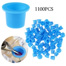 1000 шт./пакет 9 мм Ювелирные наборы с маленьким Размеры чернил для татуажа, чашки для перманентного макияжа контейнер пигмент шапки профессиональные мягкие силиконовые инструменты