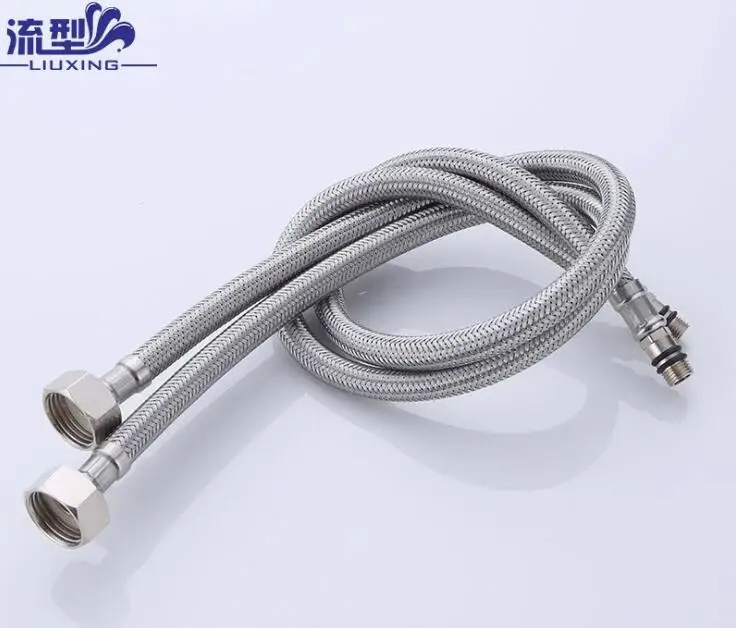 

Faucet hot and cold inlet pipe 304 hemp pipe braided stainless steel nut hose Faucet accessories