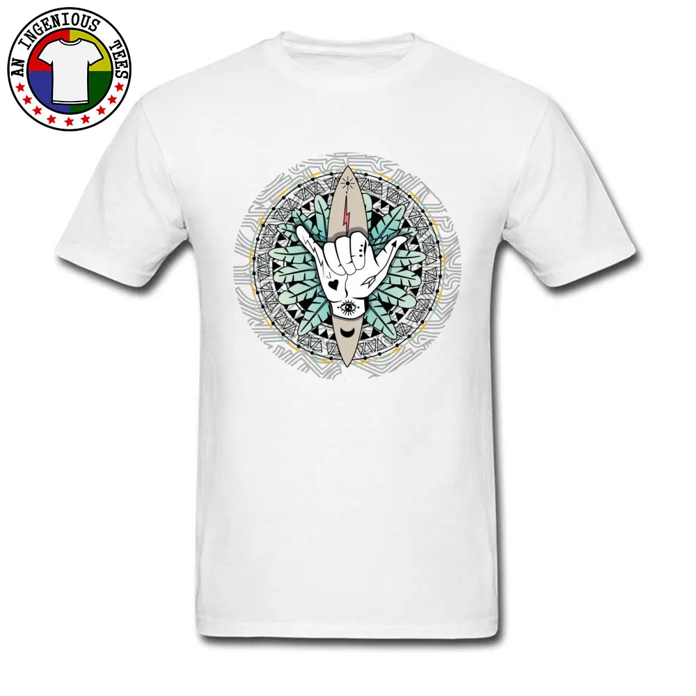 Tops & Tees Hang loose boho surfer art Thanksgiving Day 100% Cotton Crew Neck Men's Top T-shirts Printing Tee-Shirt Special Hang loose boho surfer art white