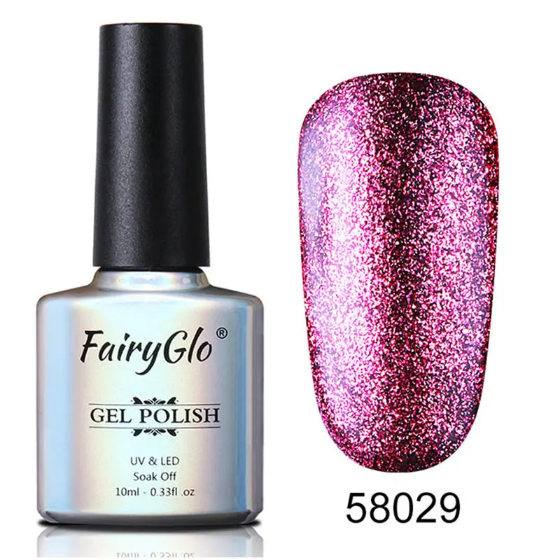 FairyGlo 10 мл Блеск УФ-гель для ногтей Platinum лак замачиваемый Супер Блеск Мерцающий Гель-лак для маникюра DIY ногтей художественный Гель-лак для ногтей - Цвет: 58029