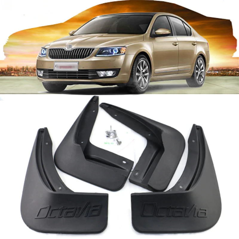 

4PCS Car accessories Mudguard For SKODA OCTAVIA 2009-17 Fender mud flaps soft Plastic car-styling special fender block mud plate