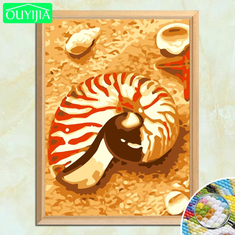 OUYIJIA Gold Beach Shell 5D DIY Diamond Painting Full Square Embroidery Handwork Rhinestones Mosaic | Дом и сад