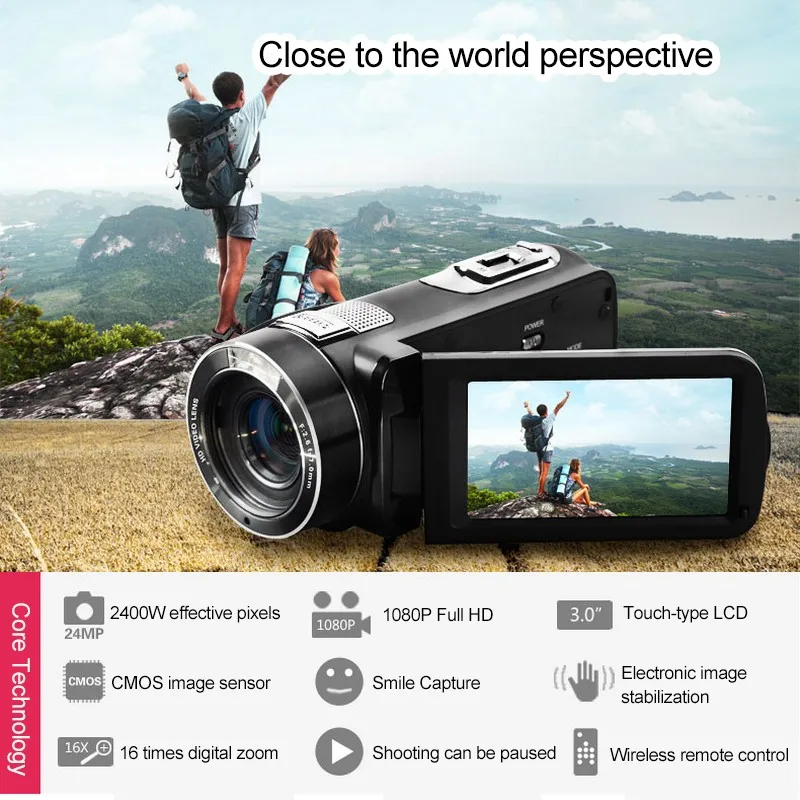 Ordro HDV-Z8 Full HD 1080 P рефлекторные Цифровые фотокамеры 16X видеорегистратор мини-видеокамеры с 3,0 дюймовым ЖК-экраном вращения