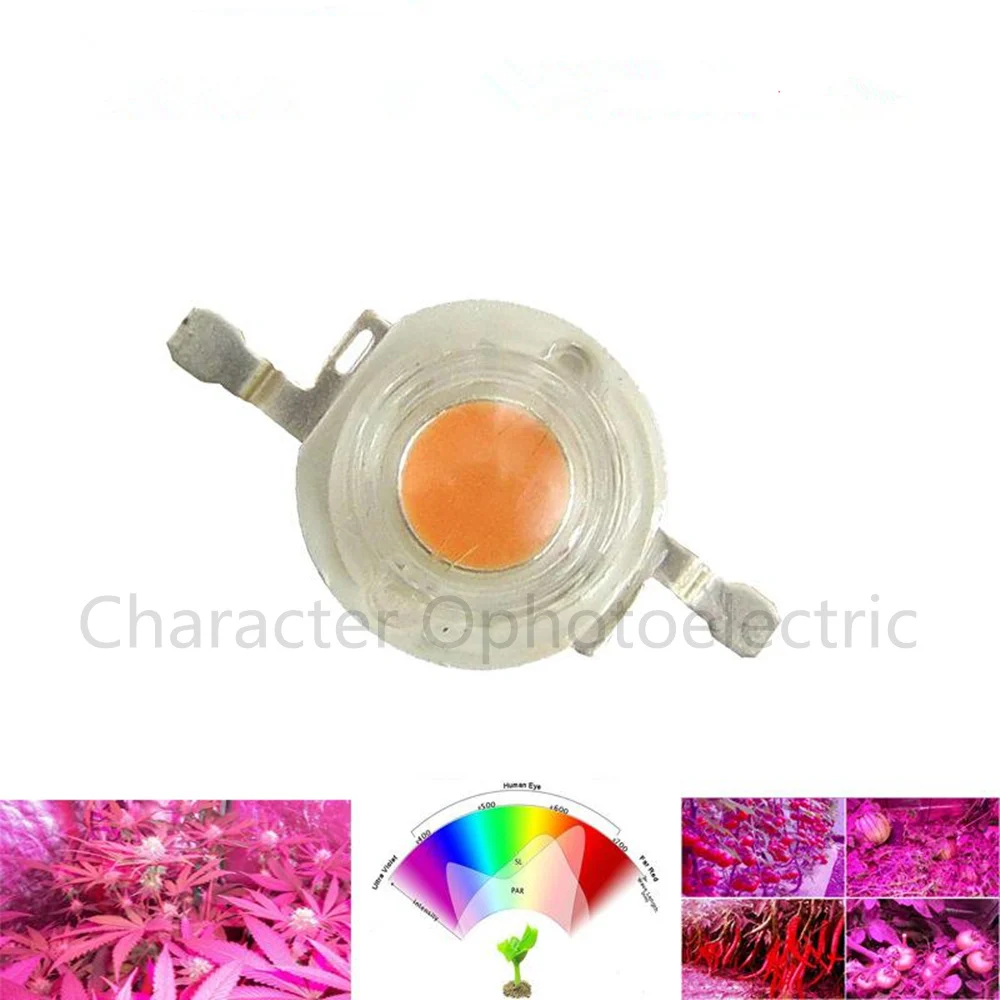 50pcs 1W 3W Full Spectrum LED Chip Diode 400-840nm Wavelength Pink 30mil 45mil for indoor  Plant Grow and Hydroponic LED Lamp