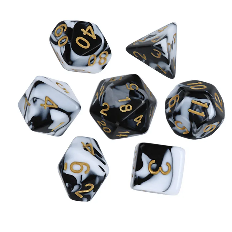 7Pcs Game Dice Party Entertainment Equipment Game Dungeons & Dragons Polyhedral D4-D20 Multi Sided Acrylic Dice #2N23 (4)