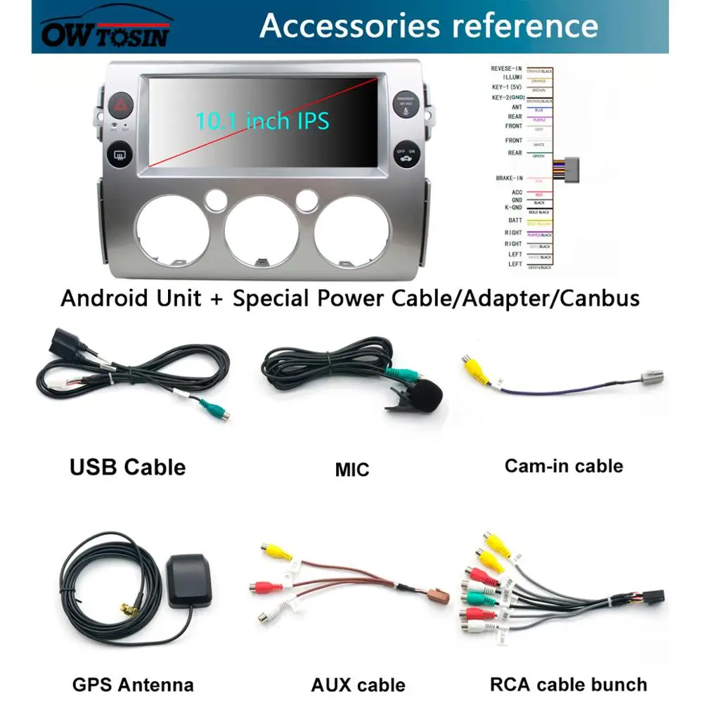 Best 10.1"IPS 8Core 4GB RAM 64GB ROM Android 9.0 Car DVD Radio GPS Navi For TOYOTA  FJ cruiser 2007-2017 DSP CarPlay Parrot BT Stereo 4