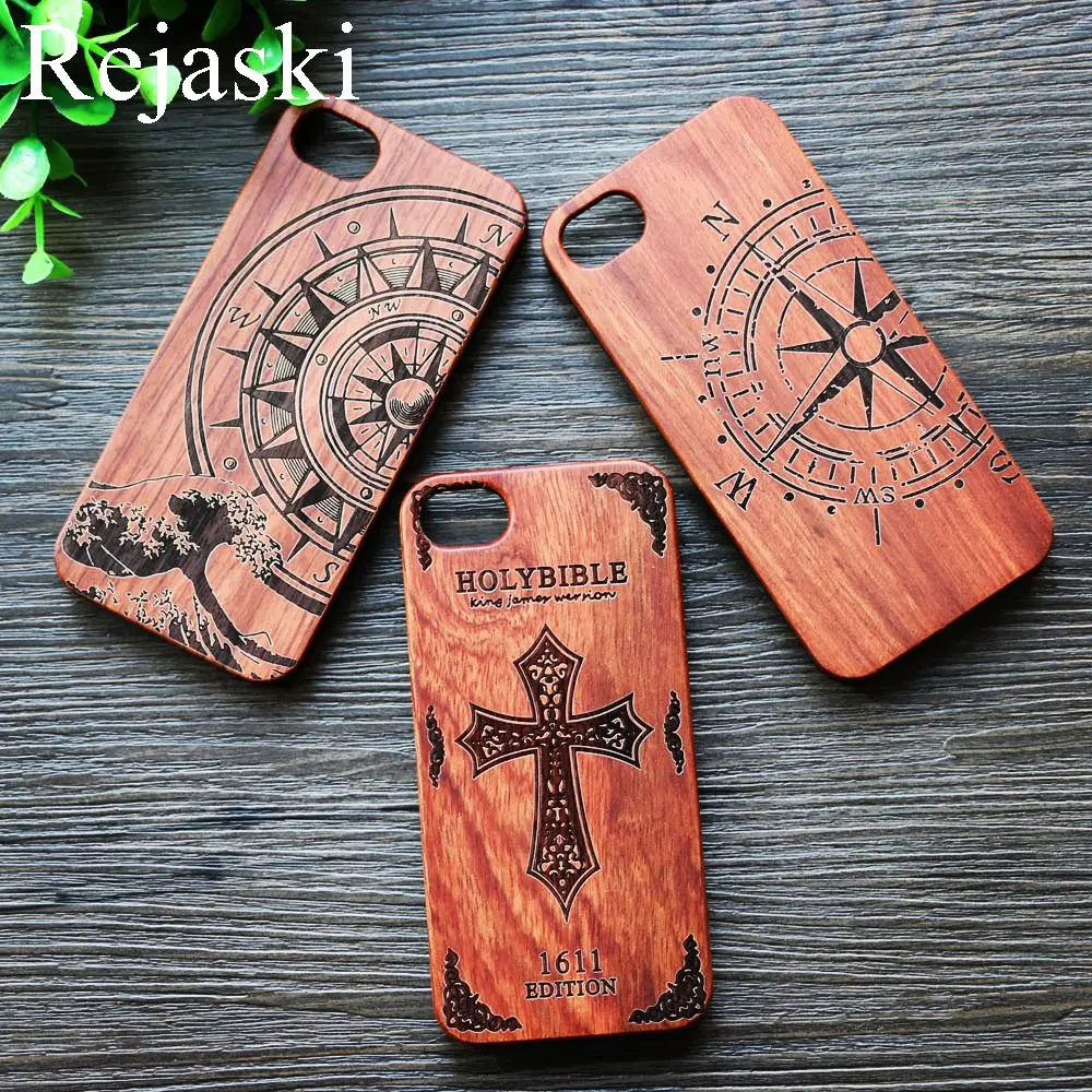 Compass Ultra Thin Cross Bible Wood Phone Case For Apple iPhone 7 8