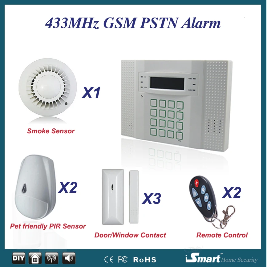 8 Wired 32 Wireless Defense Zones LCD Display Home GSM English Voice