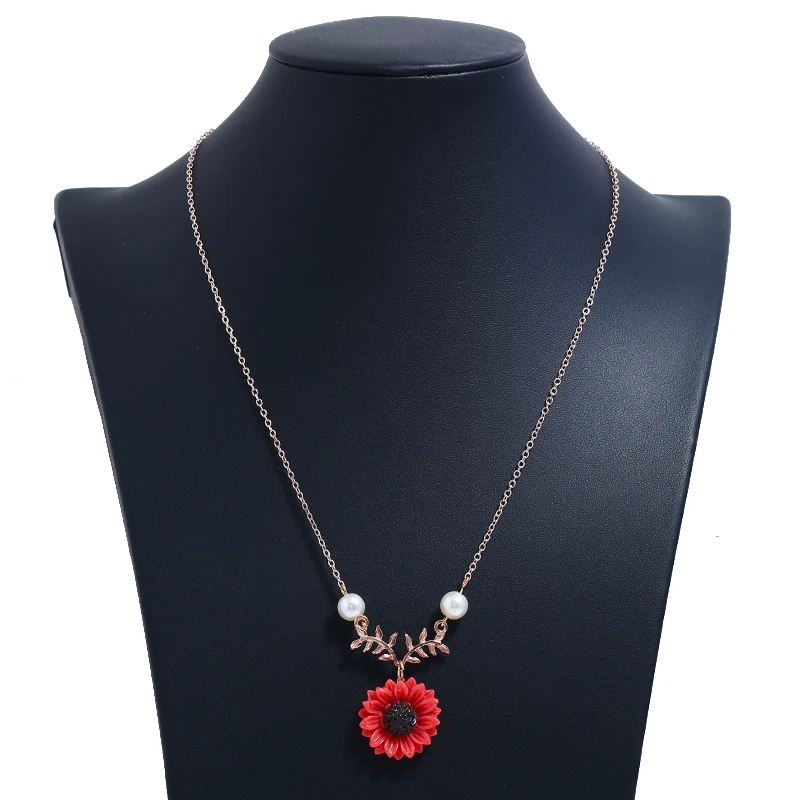 Sunflower Pendant Alloy Necklace (7)