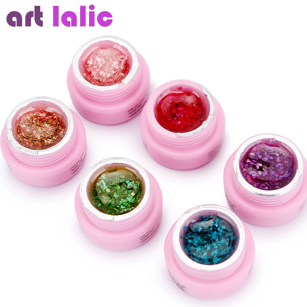 

1 Box Real Dried Flower Fairy Nail Gel Polish Floral Soak Off Manicure Nail Art UV Gel Flower Gel UV Lamp 6 Colors