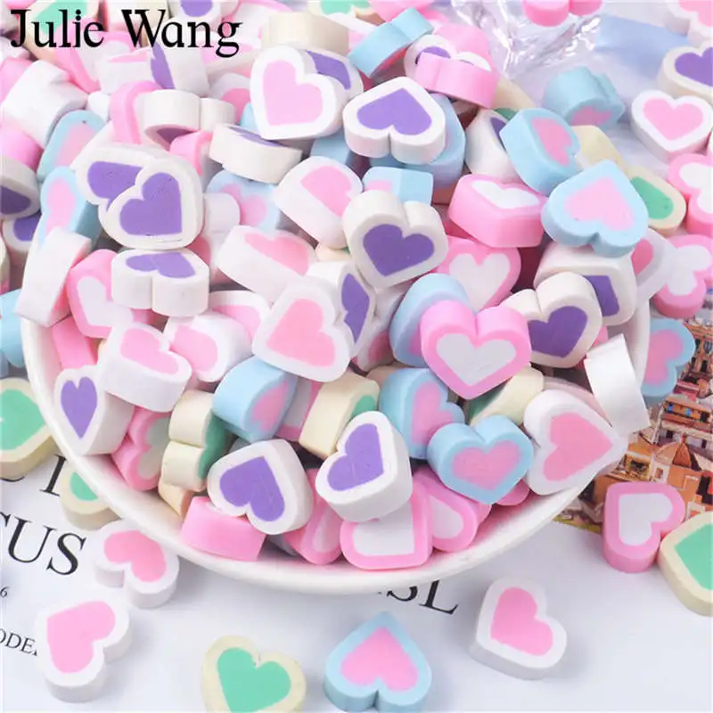 

Julie Wang 10PCS Resin Heart Shape Soft Candy Charms Slime Pendants Jewelry Making Necklace Bracelet Accessory Home Decor