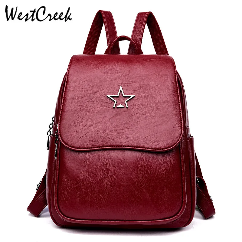 

WESTCREEK Brand PU Leather Backpack Women Travel College Bag for Girls Ladies Bagpack Large Capacity Back Pack Preppy Bookbag